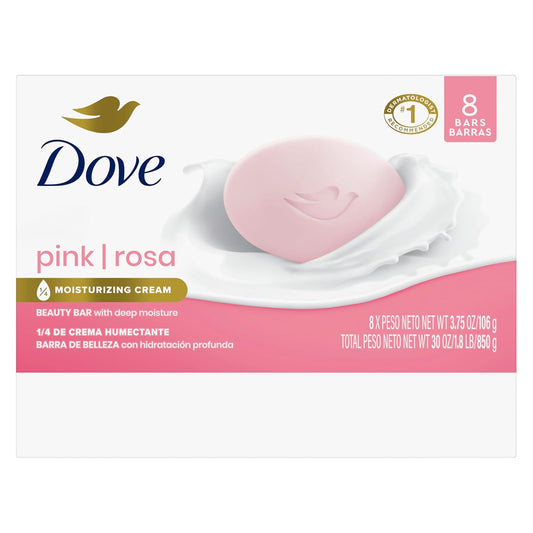 Dove Beauty Bar Soap Pink Rosa, 8 Bars for Soft, Smooth Skin, Cleans & Moisturizes 3.75 oz - Renee Lane Company