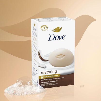 Dove Beauty Bar Soap Restoring Coconut & Cocoa Butter 6 Count for Restored Skin, Nourishes Skin 3.75 oz - Renee Lane Company