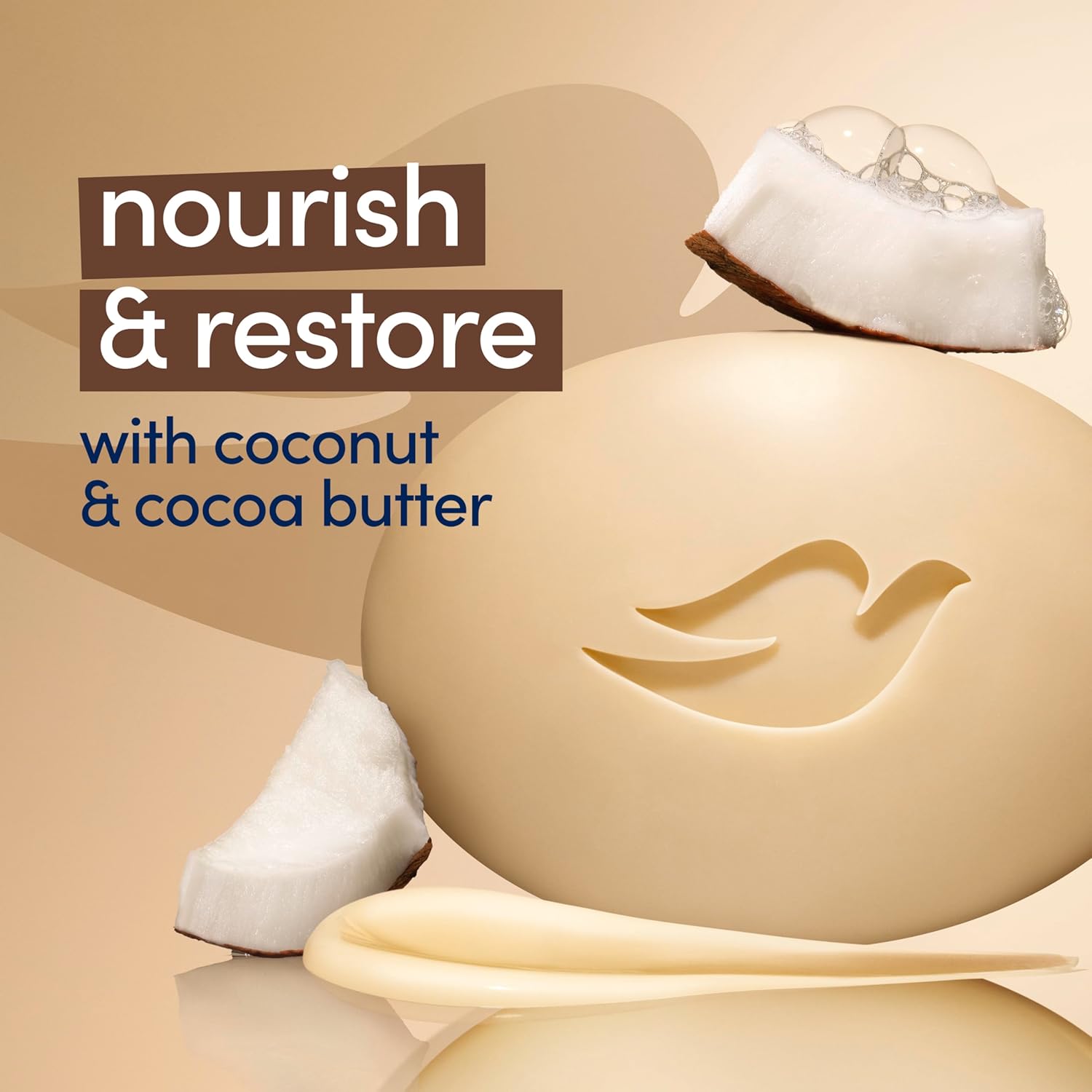 Dove Beauty Bar Soap Restoring Coconut & Cocoa Butter 6 Count for Restored Skin, Nourishes Skin 3.75 oz - Renee Lane Company