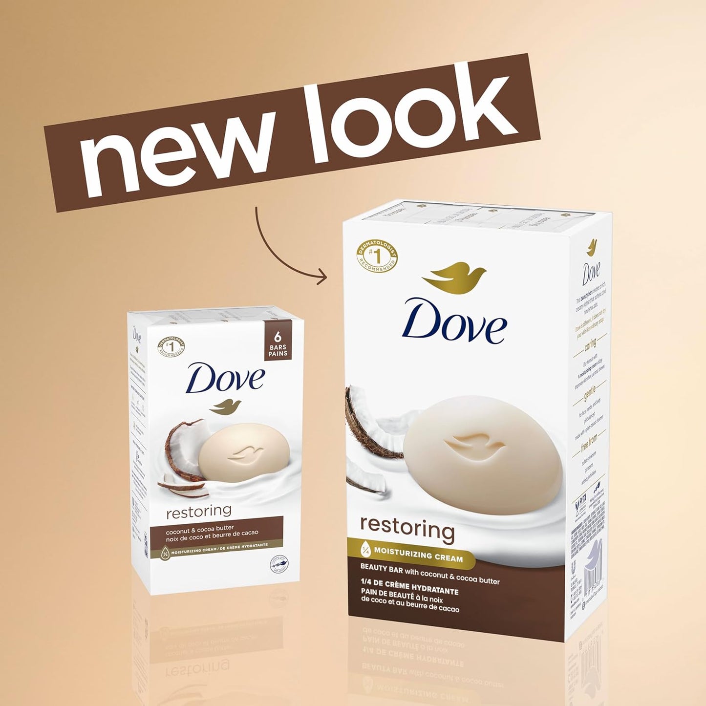 Dove Beauty Bar Soap Restoring Coconut & Cocoa Butter, 8 Bars for Restored Skin, Nourishes Skin 3.75 oz - Renee Lane Company