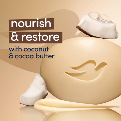 Dove Beauty Bar Soap Restoring Coconut & Cocoa Butter, 8 Bars for Restored Skin, Nourishes Skin 3.75 oz - Renee Lane Company