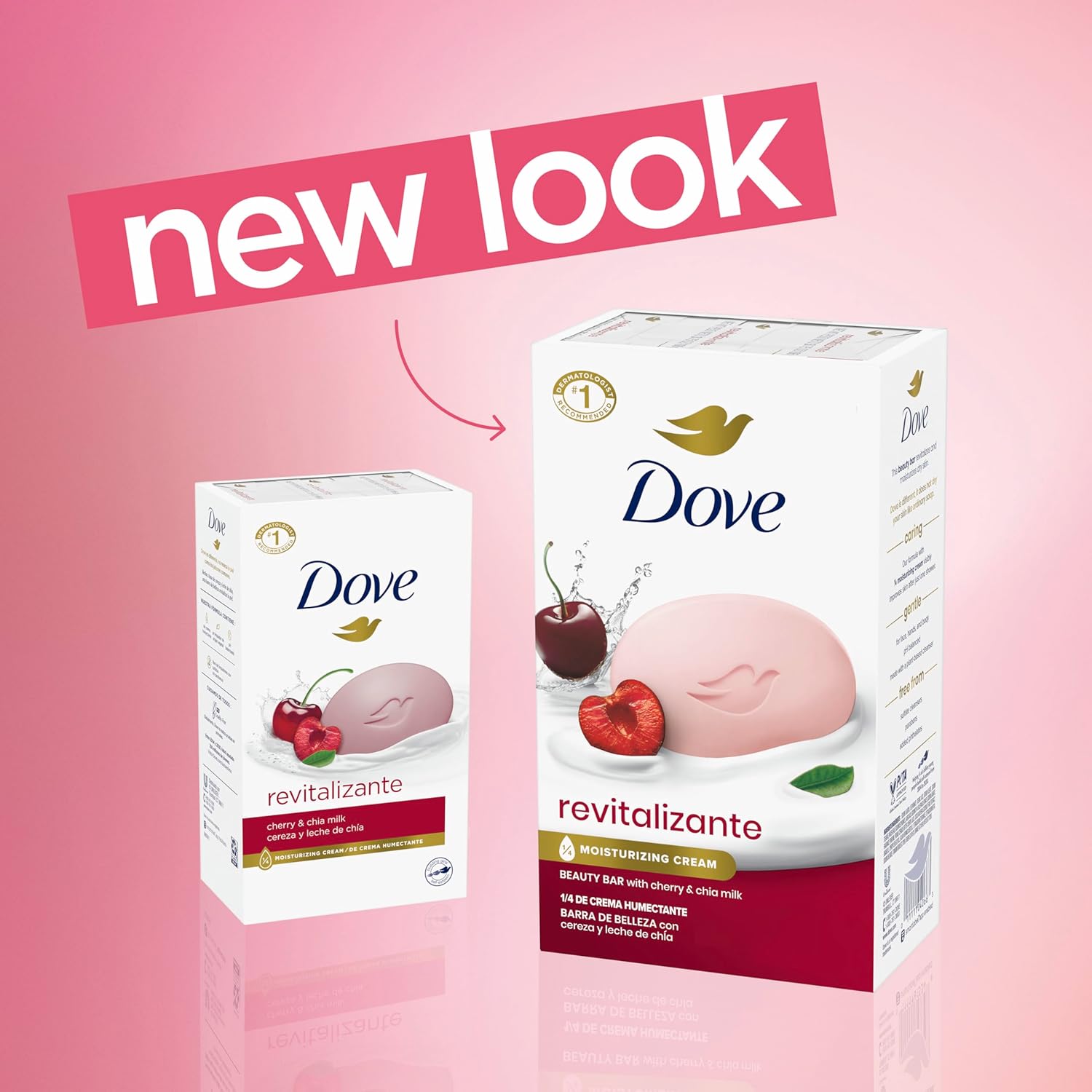 Dove Beauty Bar Soap Revitalizante Cherry & Chia Milk, for Revitalized Skin, 6 Bars A Skin Energy Boost 3.75 oz - Renee Lane Company