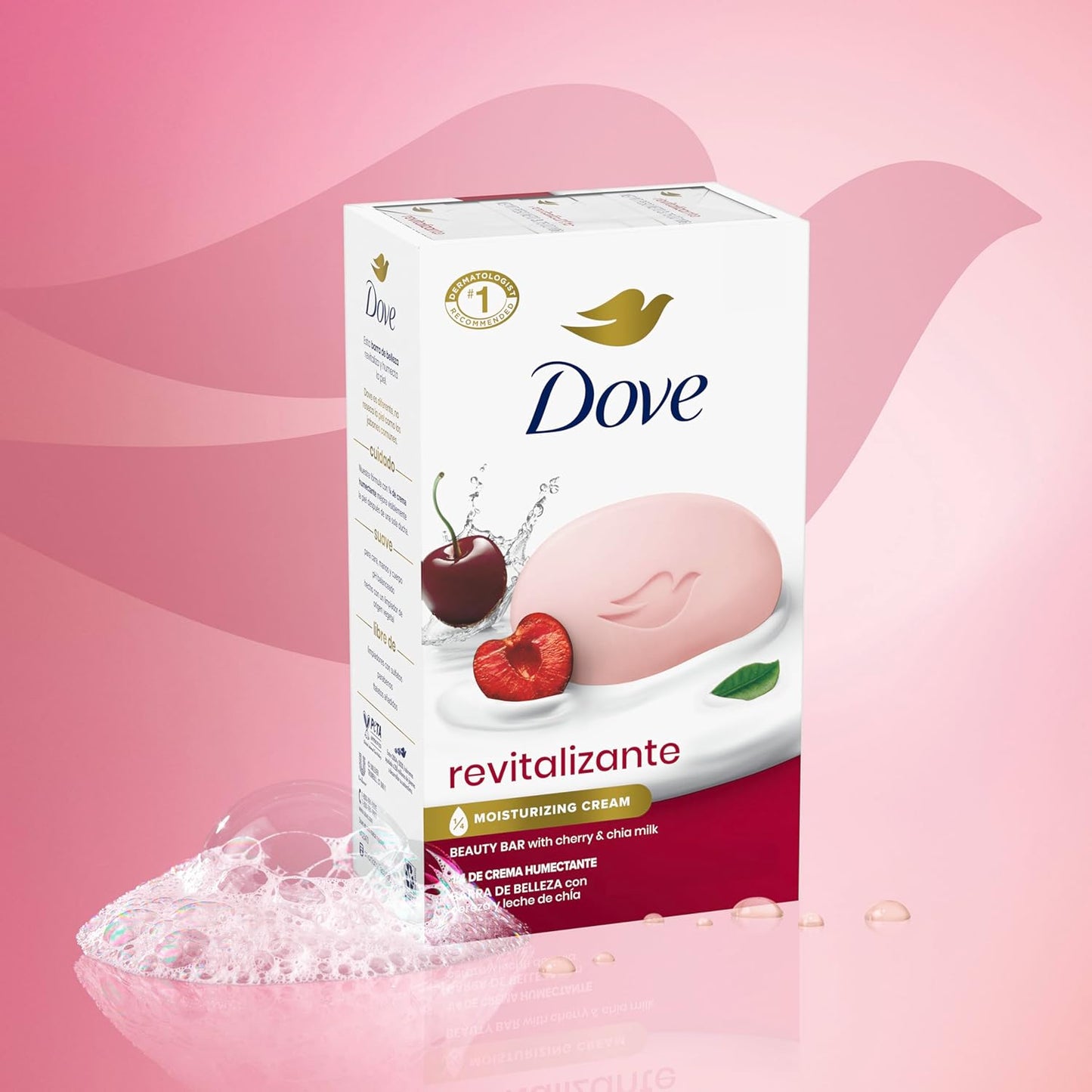 Dove Beauty Bar Soap Revitalizante Cherry & Chia Milk, for Revitalized Skin, 6 Bars A Skin Energy Boost 3.75 oz - Renee Lane Company