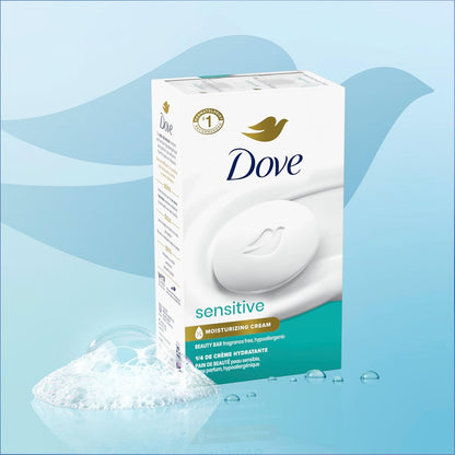 Dove Beauty Bar Soap Sensitive, 8 Bars for Sensitive Skin, Fragrance Free and Hypoallergenic 3.75 oz - Renee Lane Company