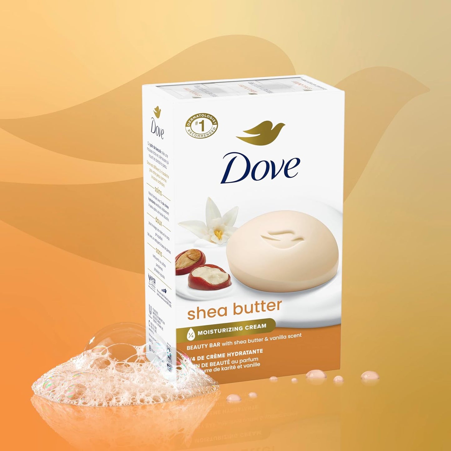 Dove Beauty Bar Soap Shea Butter, 8 Bars for Nourished, Radiant Skin, Enriches Skin 3.75 oz - Renee Lane Company