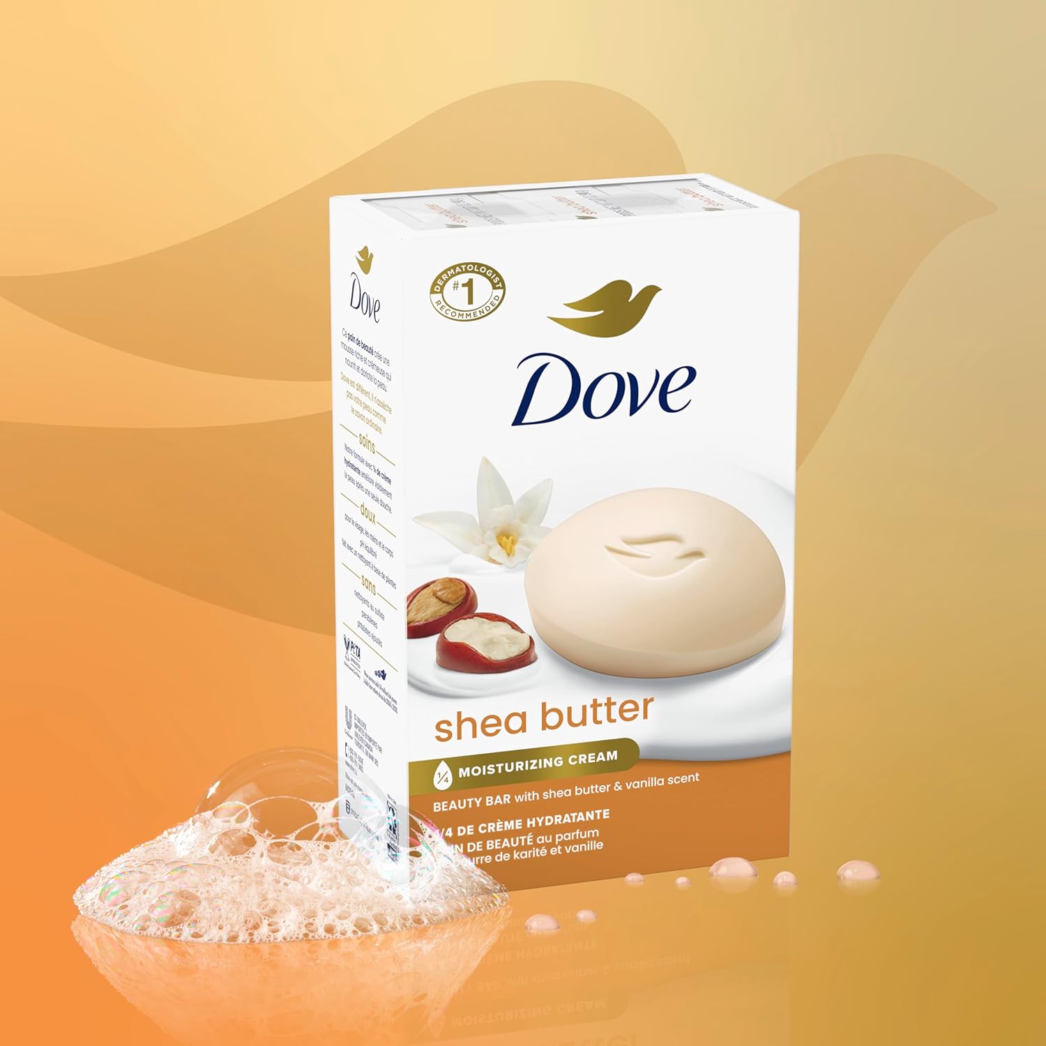 Dove Beauty Bar Soap Shea Butter, 8 Bars for Nourished, Radiant Skin, Enriches Skin 3.75 oz - Renee Lane Company