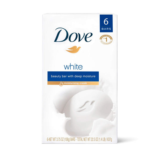 White beauty bar soap multipack box with 6 bars label