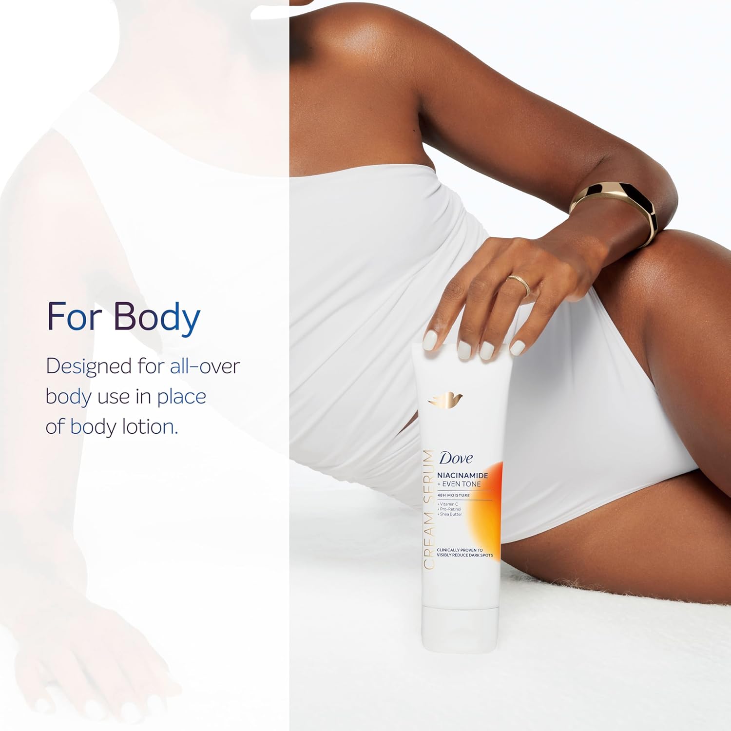 Dove Body Cream Serum Niacinamide + Even Tone for Dark Spots and Uneven Tone with Vitamin C, Pro-Retinol and Shea Butter Lotion, 8 oz - Renee Lane Company