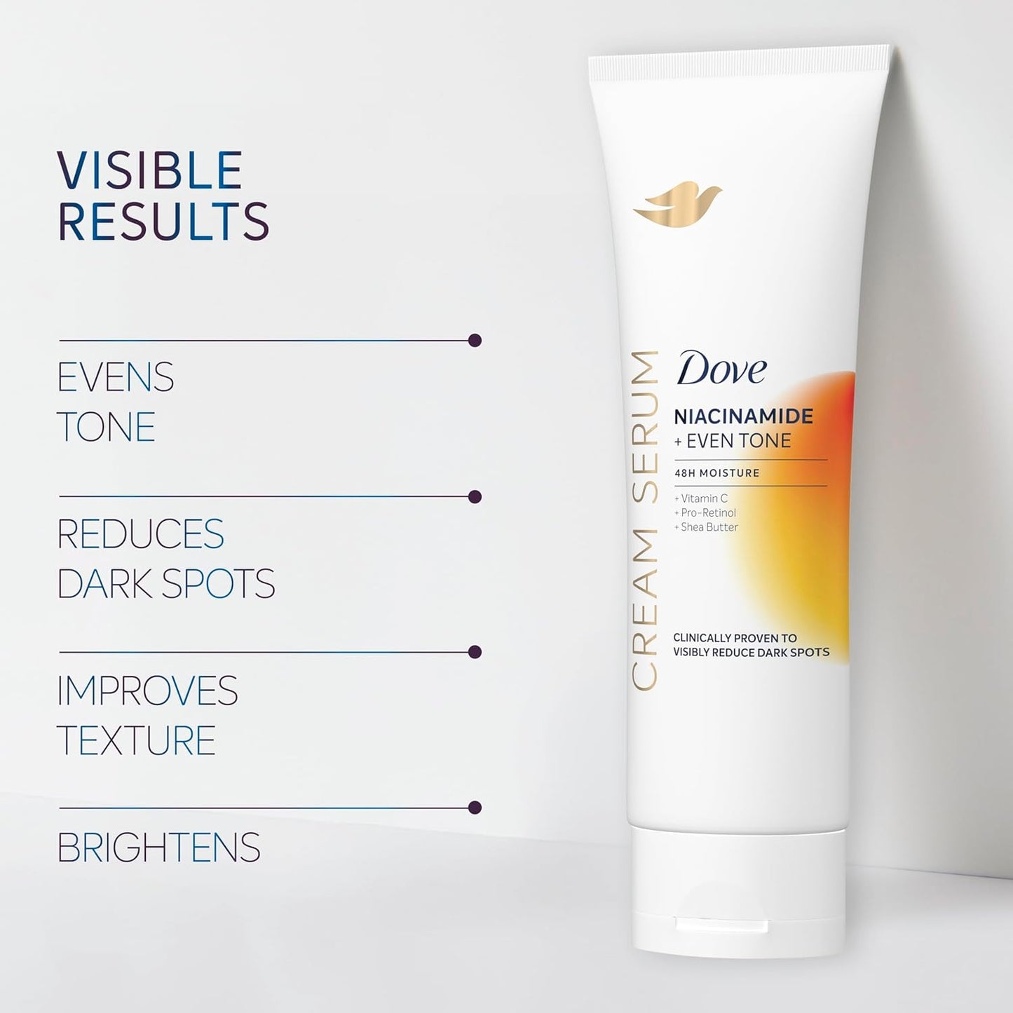 Dove Body Cream Serum Niacinamide + Even Tone for Dark Spots and Uneven Tone with Vitamin C, Pro-Retinol and Shea Butter Lotion, 8 oz - Renee Lane Company