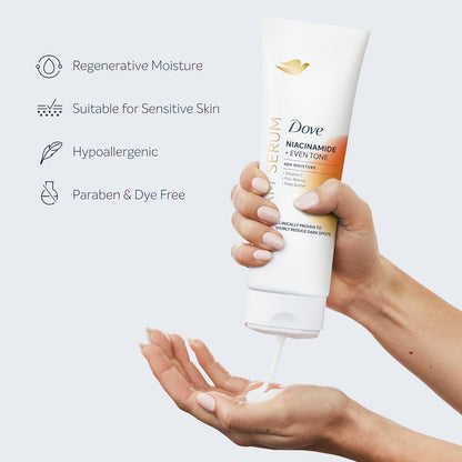 Dove Body Cream Serum Niacinamide + Even Tone for Dark Spots and Uneven Tone with Vitamin C, Pro-Retinol and Shea Butter Lotion, 8 oz - Renee Lane Company