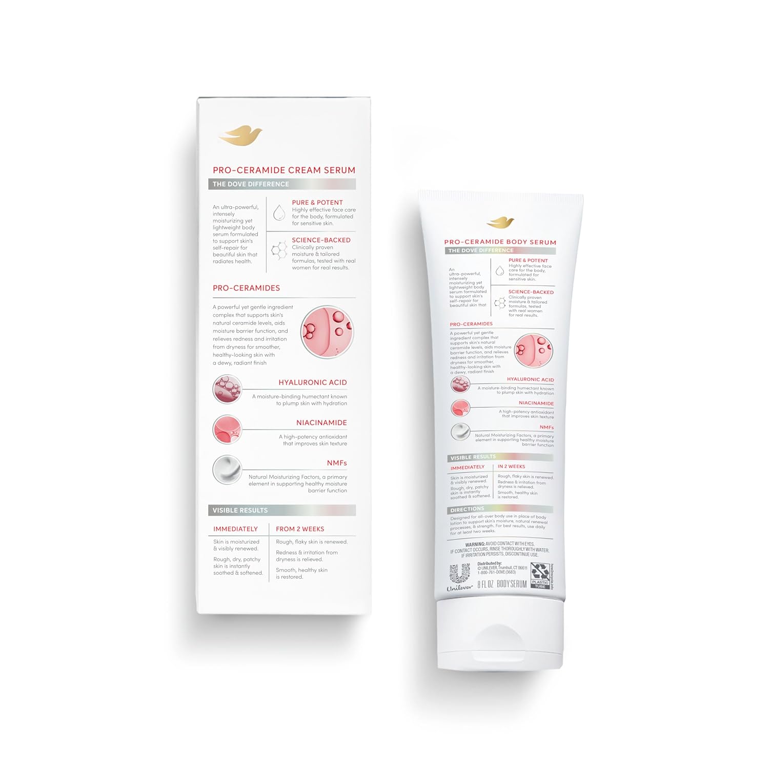Dove Body Cream Serum Pro-Ceramide + Repair for Rough, Extremely Dry Skin, with Hyaluronic Acid, Niacinamide and Natural Moisturizing Factors Lotion, 8 oz - Renee Lane Company