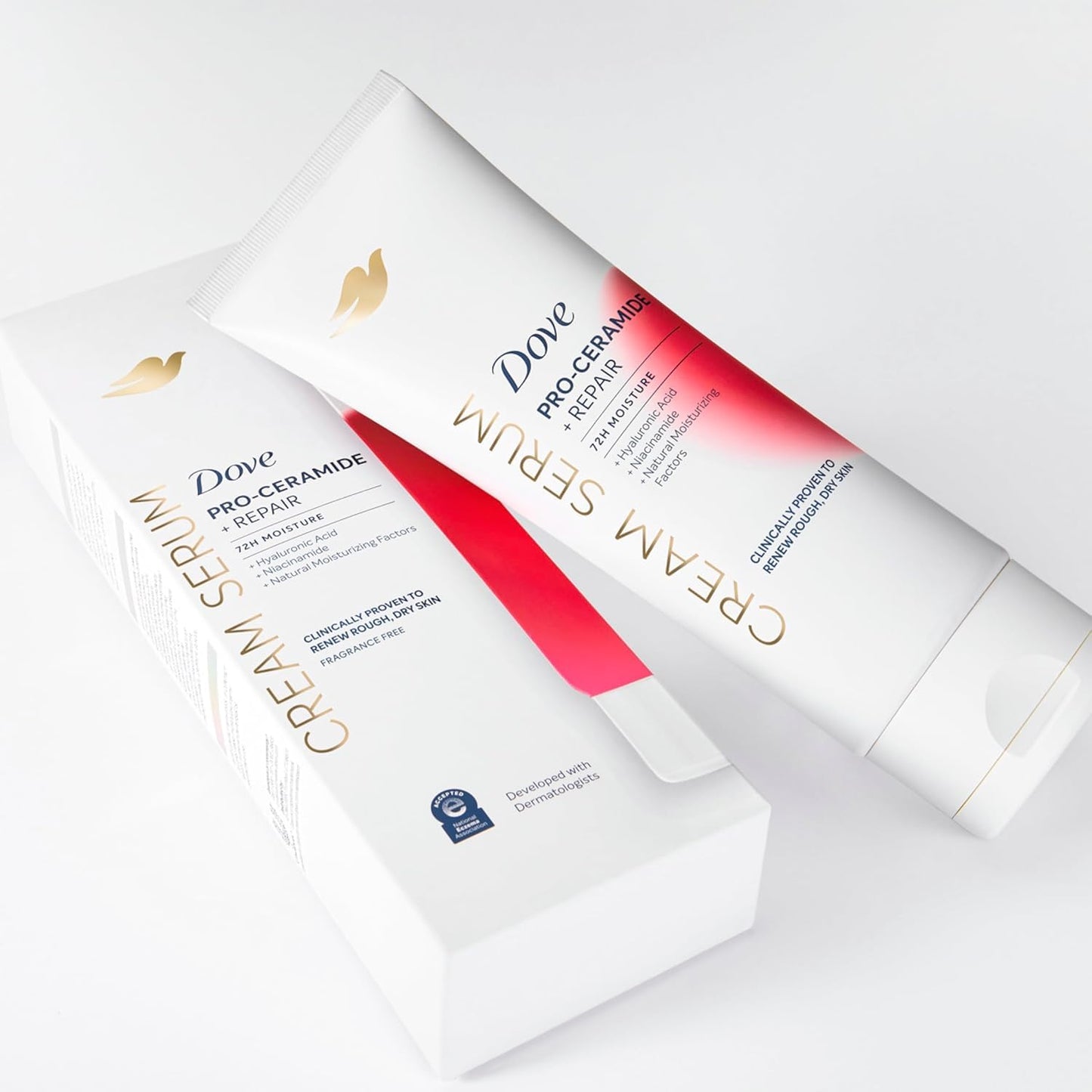 Dove Body Cream Serum Pro-Ceramide + Repair for Rough, Extremely Dry Skin, with Hyaluronic Acid, Niacinamide and Natural Moisturizing Factors Lotion, 8 oz - Renee Lane Company