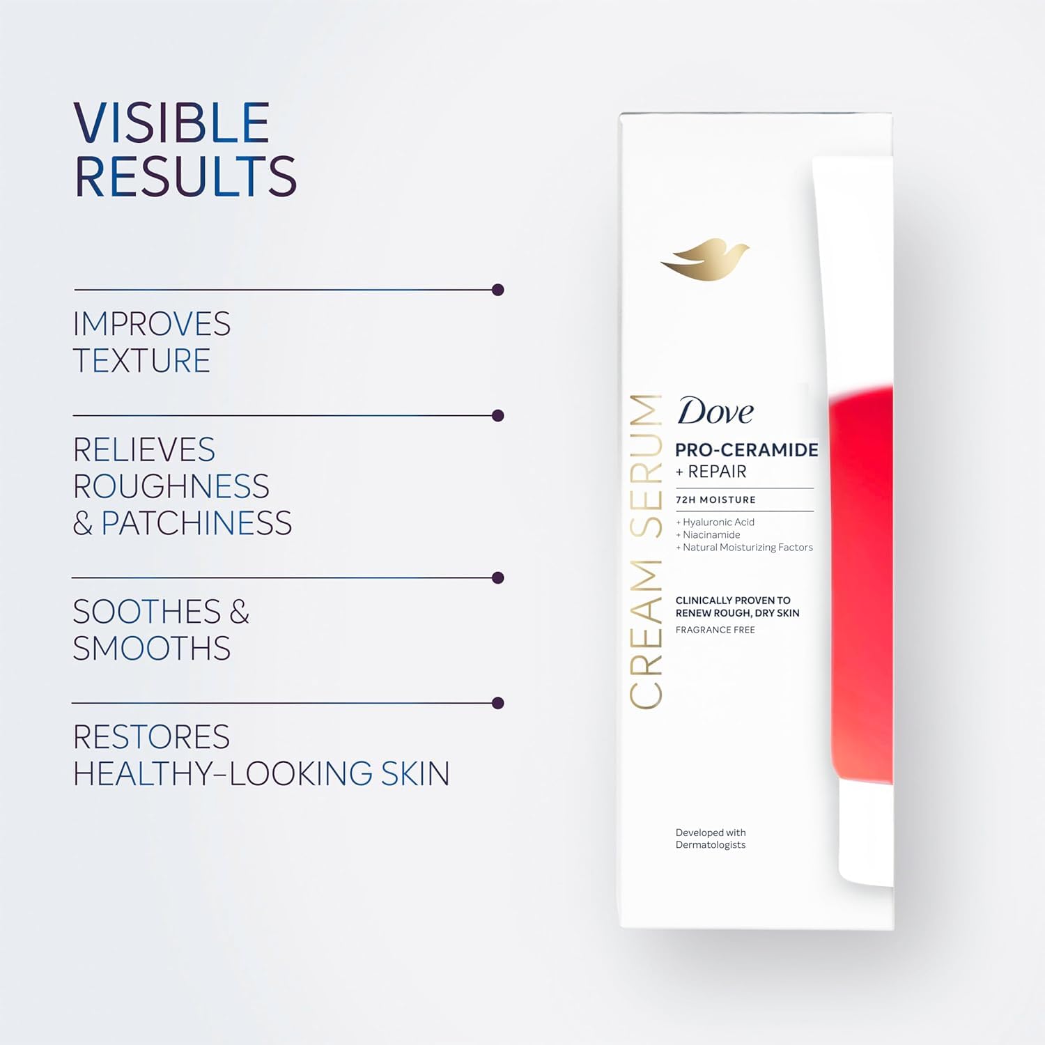 Dove Body Cream Serum Pro-Ceramide + Repair for Rough, Extremely Dry Skin, with Hyaluronic Acid, Niacinamide and Natural Moisturizing Factors Lotion, 8 oz - Renee Lane Company