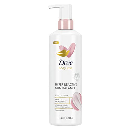 Dove Body Love Body Cleanser Hyper-Reactive Skin Balance for Ultra-Sensitive Reaction-Prone Skin Fragrance Free Body Wash with Only 12 Ingredients 17.5 oz - Renee Lane Company