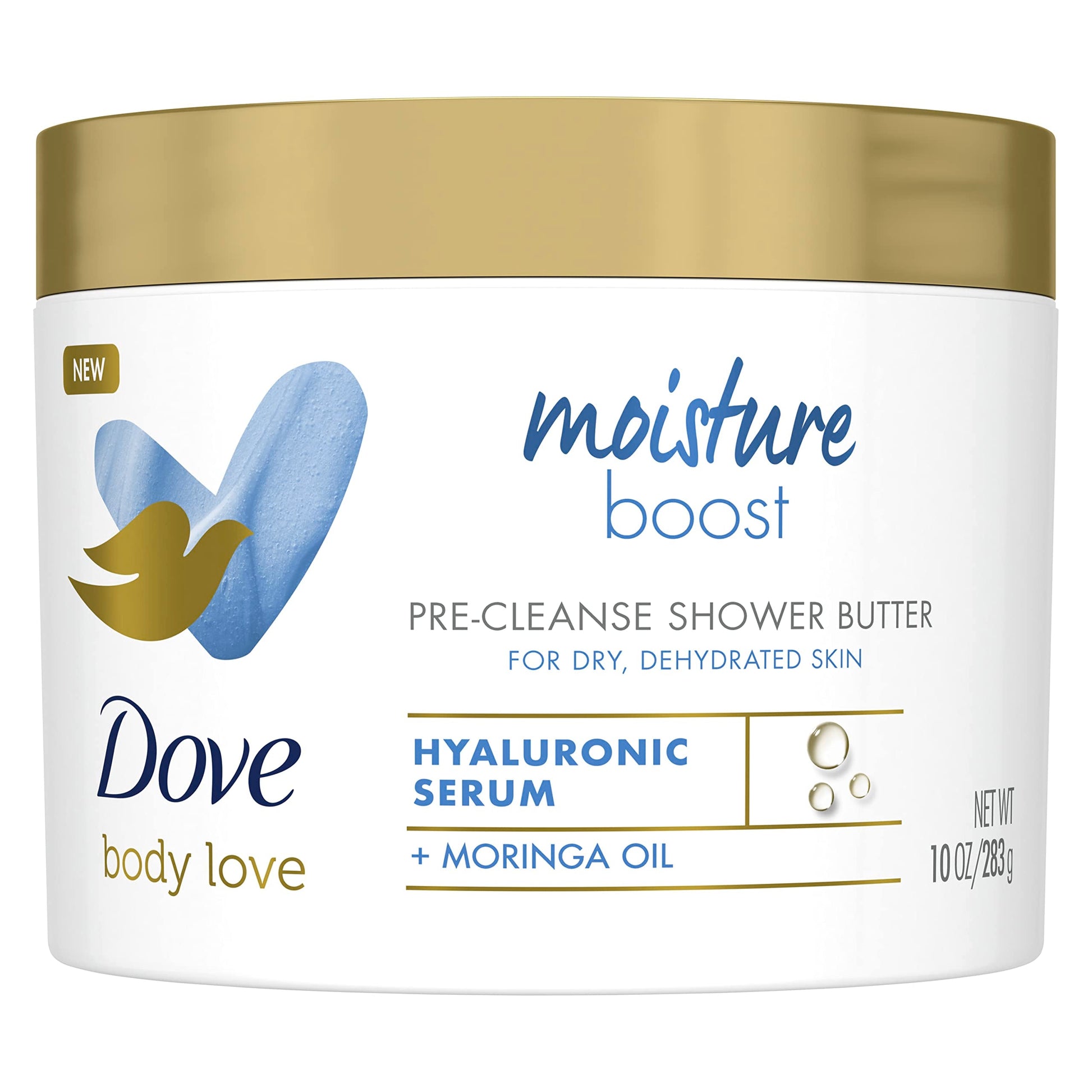 Dove Body Love Shower Cleansing Butter Moisture Boost Cleanser for Dry Skin Silkier than Body Wash with Hyaluronic Acid and Moringa Oil 10 oz - Renee Lane Company