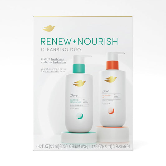 Dove body wash duo gift pack with two bottles, Renew+Nourish, 14.2 fl oz