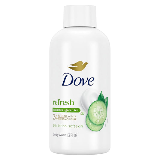 Dove refresh cucumber & green tea body wash bottle, 3 fl oz