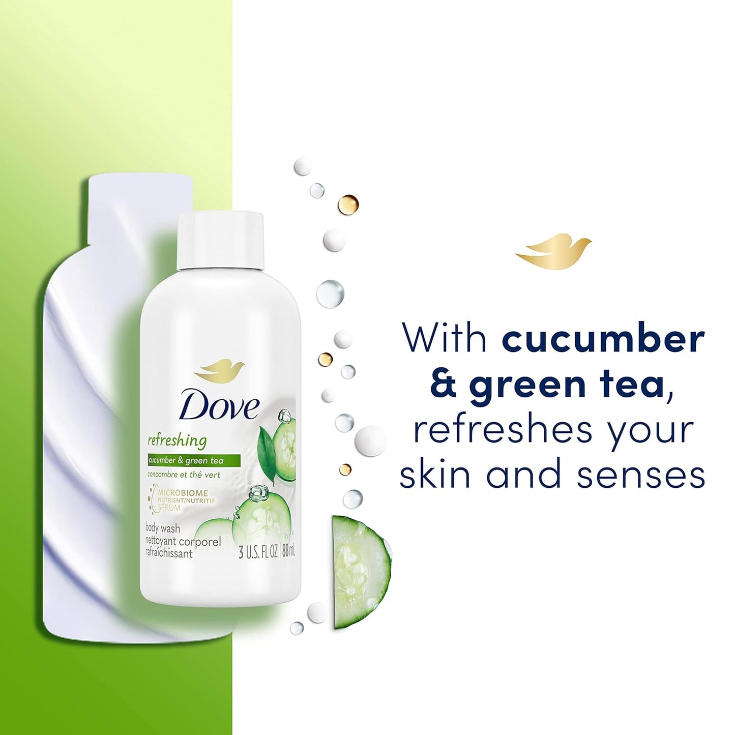 Dove Body Wash 24 Count Refreshing Cucumber and Green Tea Refreshes Skin Cleanser That Effectively Washes Away Bacteria While Nourishing Your 3 oz - Renee Lane Company