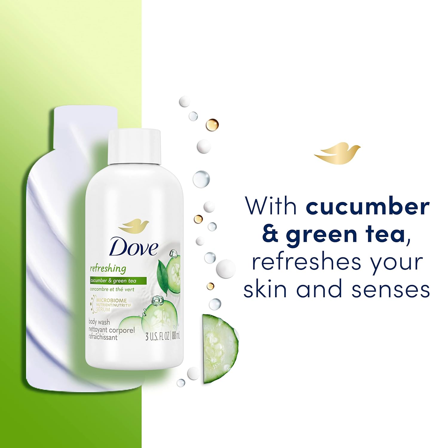 Dove Body Wash 24 Count Refreshing Cucumber and Green Tea Refreshes Skin Cleanser That Effectively Washes Away Bacteria While Nourishing Your 3 oz - Renee Lane Company