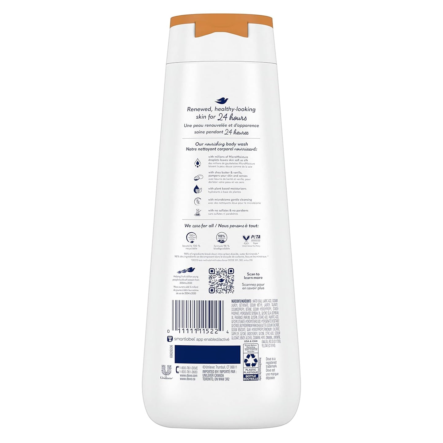 Dove Body Wash 4 Count Pampering Shea Butter & Vanilla for Renewed, Healthy-Looking Skin Gentle Skin Cleanser with 24hr Renewing MicroMoisture 20 oz - Renee Lane Company