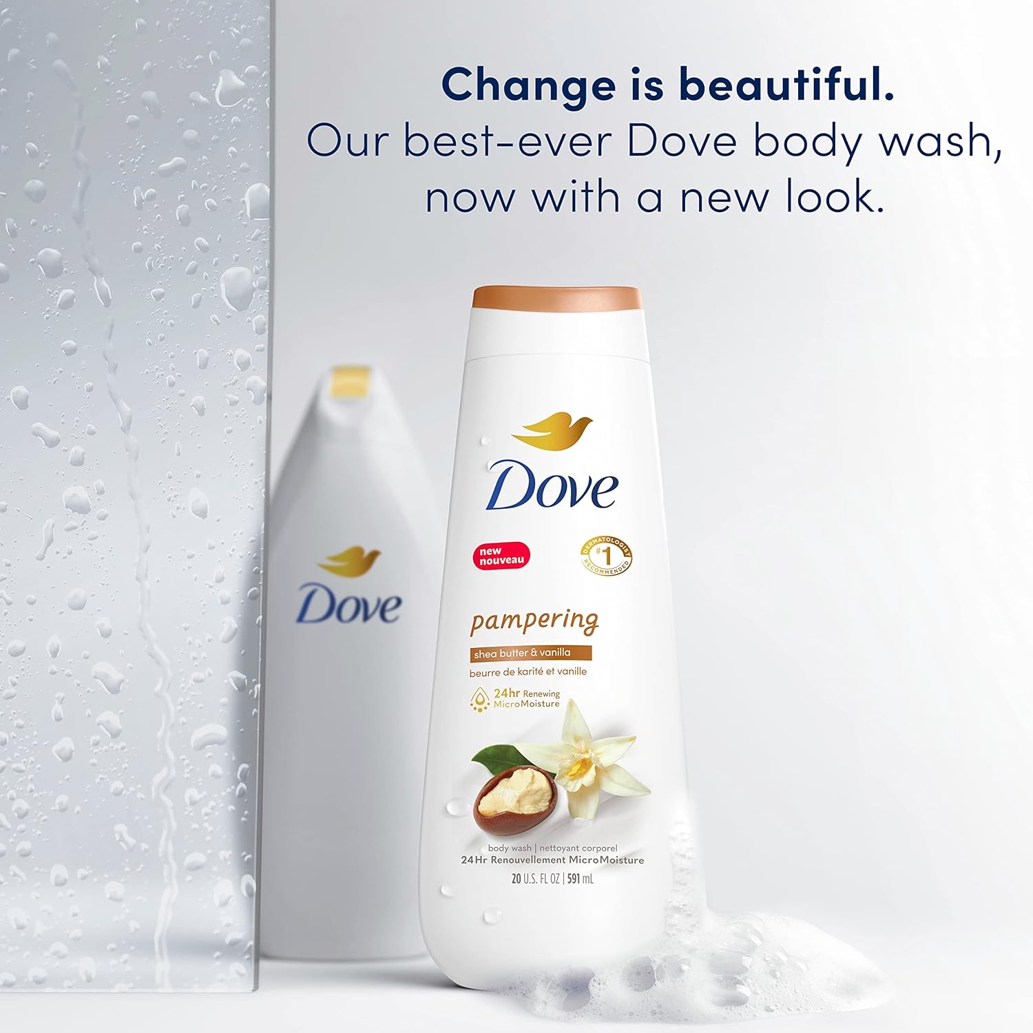 Dove Body Wash 4 Count Pampering Shea Butter & Vanilla for Renewed, Healthy-Looking Skin Gentle Skin Cleanser with 24hr Renewing MicroMoisture 20 oz - Renee Lane Company
