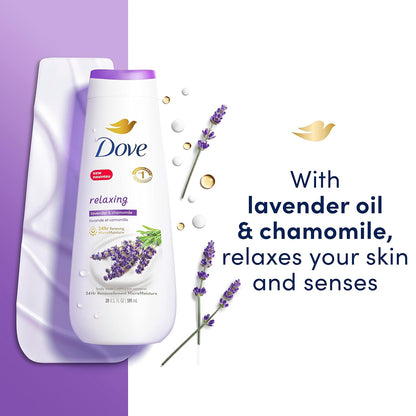 Dove Body Wash 4 Count Relaxing Lavender Oil & Chamomile for Renewed, Healthy-Looking Skin Gentle Skin Cleanser with 24hr Renewing MicroMoisture 20 oz - Renee Lane Company