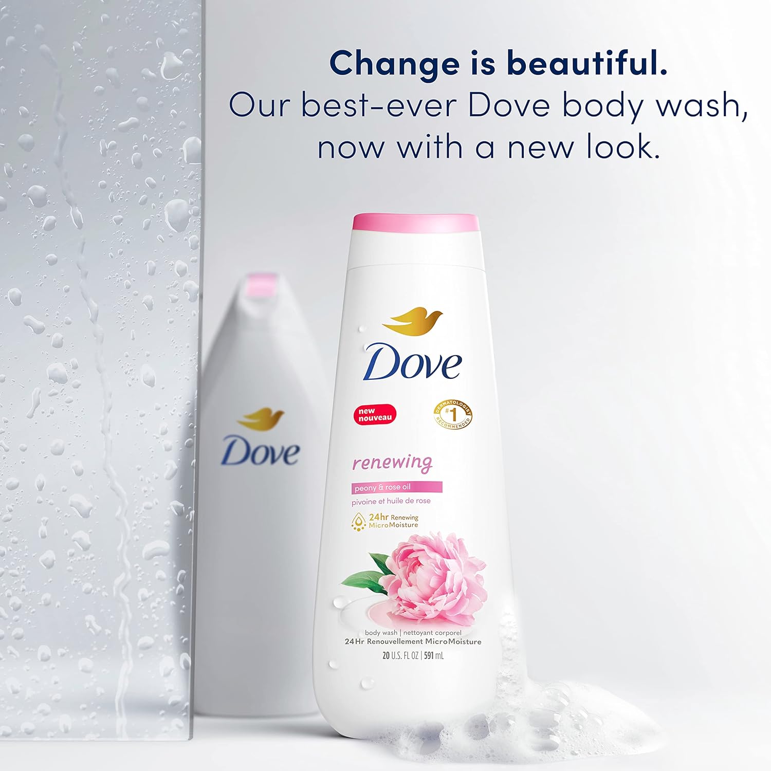 Dove Body Wash 4 Count Renewing Peony and Rose Oil for Renewed, Healthy-Looking Skin Gentle Skin Cleanser with 24hr Renewing MicroMoisture 20 oz - Renee Lane Company