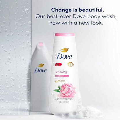 Dove Body Wash 4 Count Renewing Peony and Rose Oil for Renewed, Healthy-Looking Skin Gentle Skin Cleanser with 24hr Renewing MicroMoisture 20 oz - Renee Lane Company