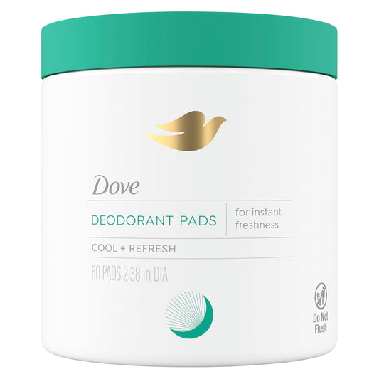 Dove deodorant pads jar with teal lid and white container