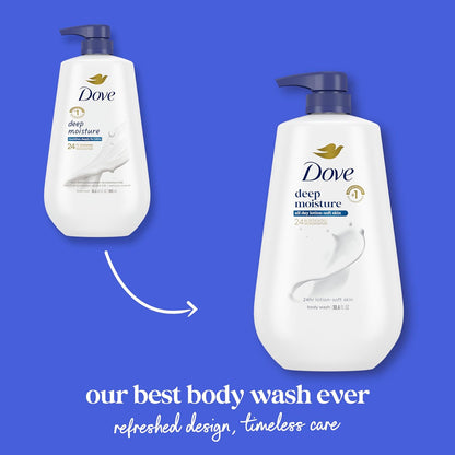 Dove Body Wash Deep Moisture for 24hr Lotion-Soft Skin Moisture Moisturizing Skin Cleanser with No Sulfates No Parabens 30.6 oz - Renee Lane Company
