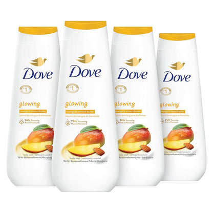 Dove Body Wash Glowing Mango & Almond Butter 4 Count for Renewed, Healthy-Looking Skin Gentle Skin Cleanser with 24hr Renewing MicroMoisture 20 oz - Renee Lane Company