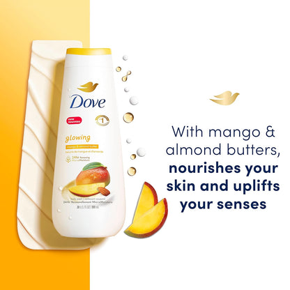 Dove Body Wash Glowing Mango & Almond Butter 4 Count for Renewed, Healthy-Looking Skin Gentle Skin Cleanser with 24hr Renewing MicroMoisture 20 oz - Renee Lane Company