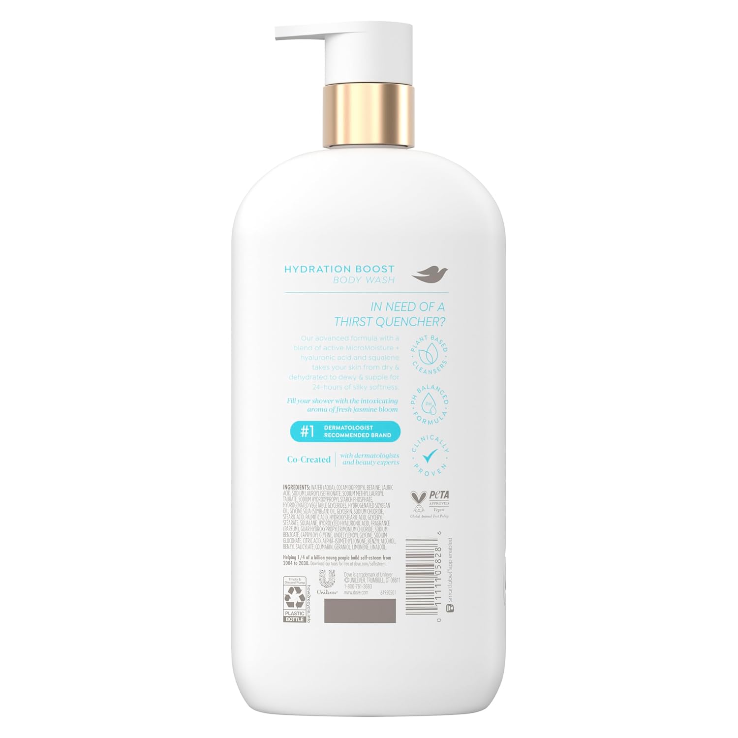Dove Body Wash Hydration Boost Actively drenches dry skin 6% hydration serum with hyaluronic 30 Fl Oz - Renee Lane Company