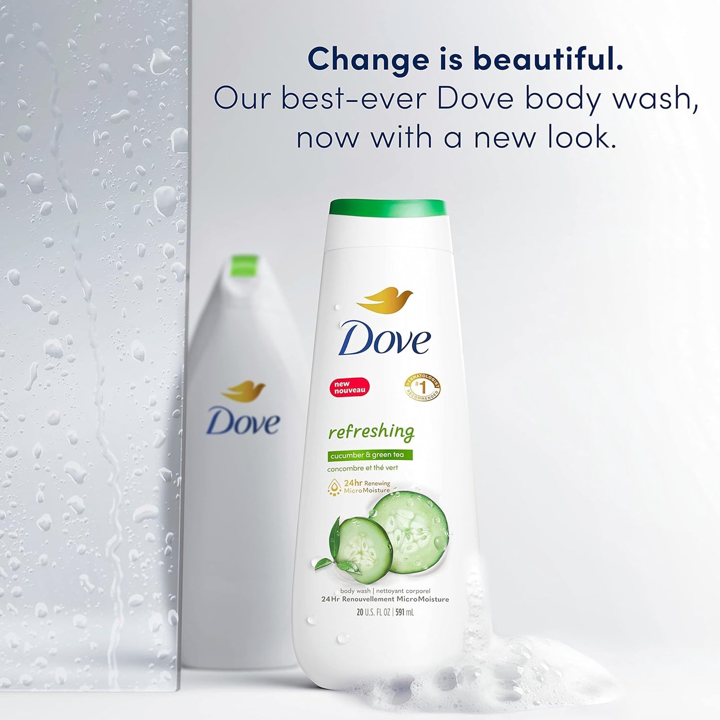 Dove Body Wash Refreshing Cucumber and Green Tea 4 Count Refreshes Skin Cleanser That Effectively Washes Away Bacteria While Nourishing Your Skin 20 oz - Renee Lane Company