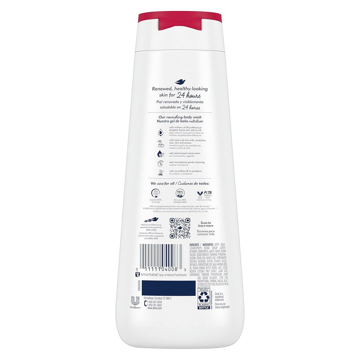 Dove Body Wash Revitalizante Cherry & Chia Milk 4 Count for Renewed, Healthy-Looking Skin Gentle Skin Cleanser with 24hr Renewing MicroMoisture 20 oz - Renee Lane Company