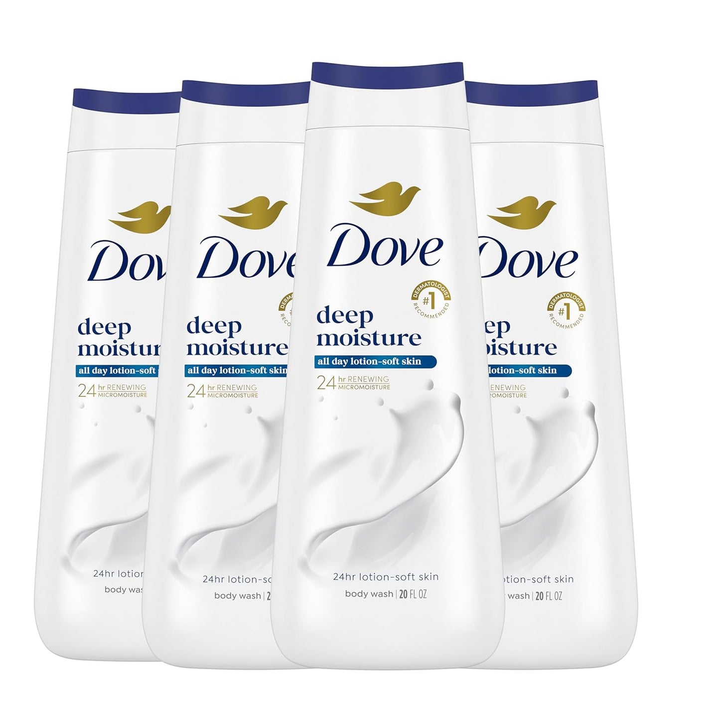 Dove Body Wash with Natural Nourishers for Instantly Soft Skin and Lasting Nourishment Deep Moisture Cleanser That Effectively Washes Away Bacteria While Nourishing Your Skin 20 oz (Pack of 4) - Renee Lane Company