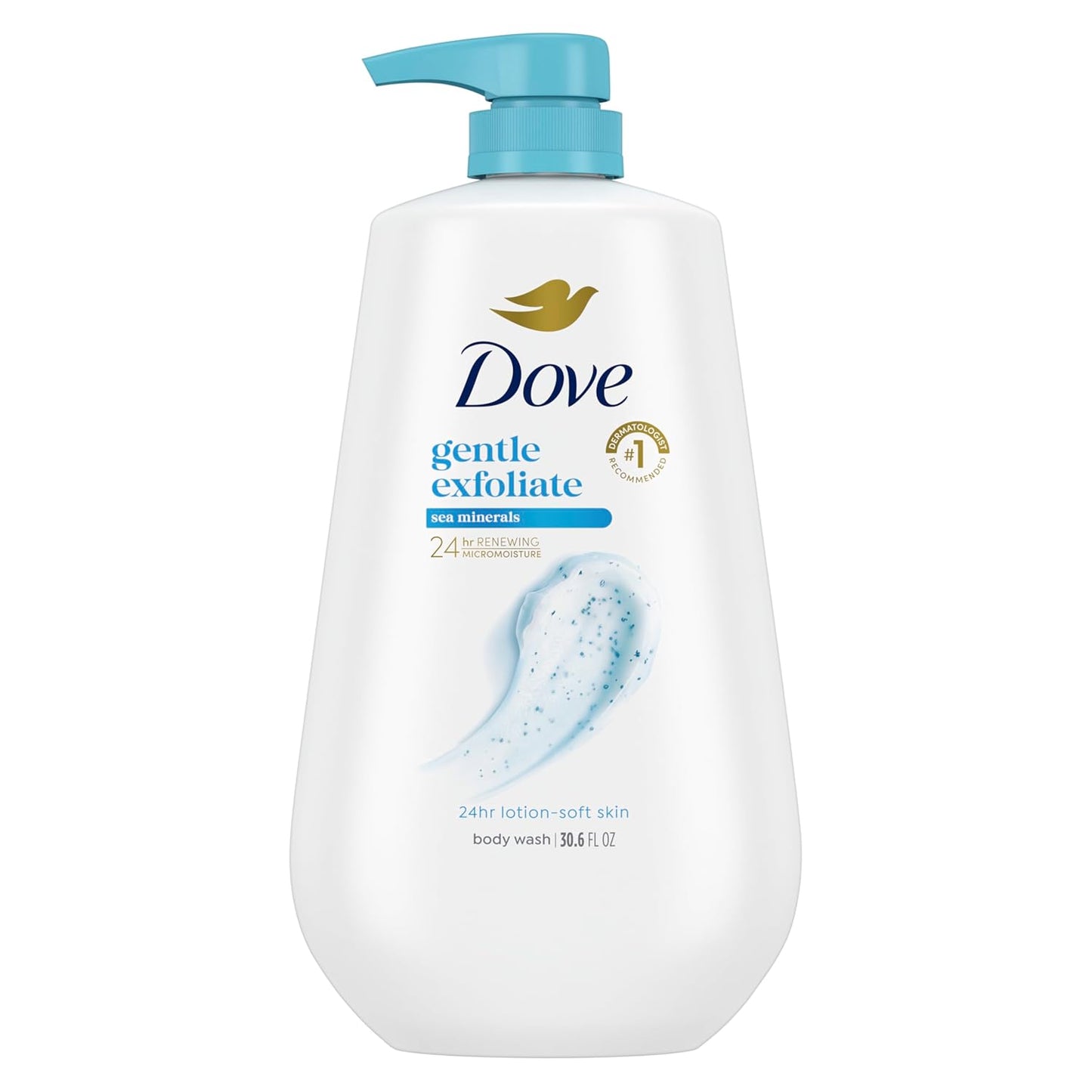Dove Body Wash with Pump Gentle Exfoliate with Sea Minerals For 24hr Lotion-Soft Skin Moisturizing Skin Cleanser with No Sulfates No Parabens 30.6 oz - Renee Lane Company