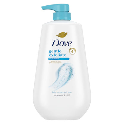 Dove Body Wash with Pump Gentle Exfoliate with Sea Minerals For 24hr Lotion-Soft Skin Moisturizing Skin Cleanser with No Sulfates No Parabens 30.6 oz - Renee Lane Company