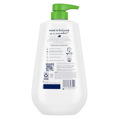 Dove Body Wash with Pump Refresh Cucumber and Green Tea for 24hr Lotion-Soft Skin Moisturizing Skin Cleanser with No Sulfates No Parabens 30.6 oz - Renee Lane Company