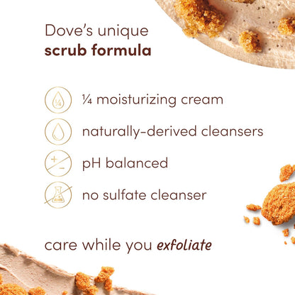Dove Brown Sugar and Coconut Butter Body Scrub Exfoliates and Deeply Nourishes for Smooth, Radiant Skin 15 oz - Renee Lane Company