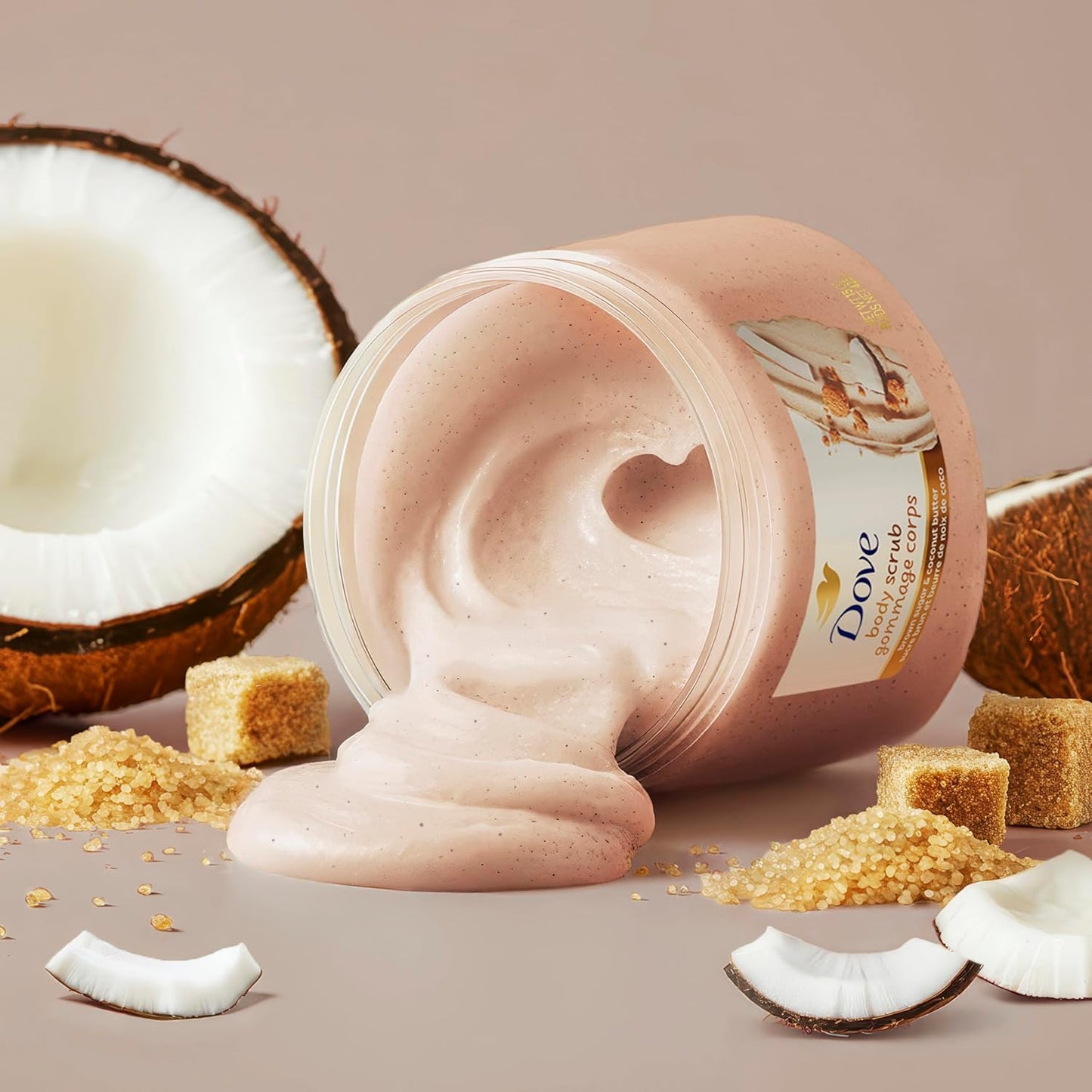 Dove Brown Sugar and Coconut Butter Body Scrub Exfoliates and Deeply Nourishes for Smooth, Radiant Skin 15 oz - Renee Lane Company