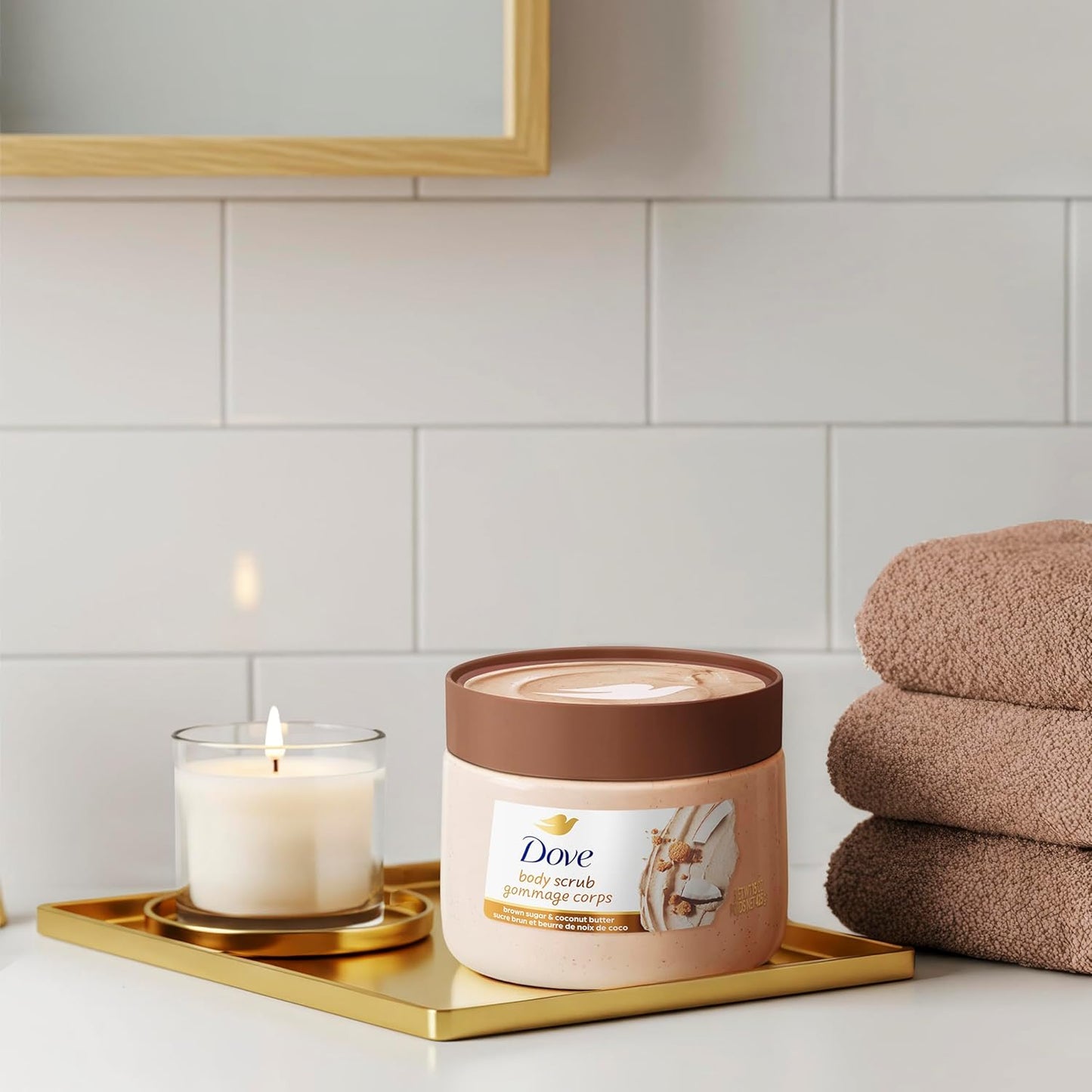 Dove Brown Sugar and Coconut Butter Body Scrub Exfoliates and Deeply Nourishes for Smooth, Radiant Skin 15 oz - Renee Lane Company