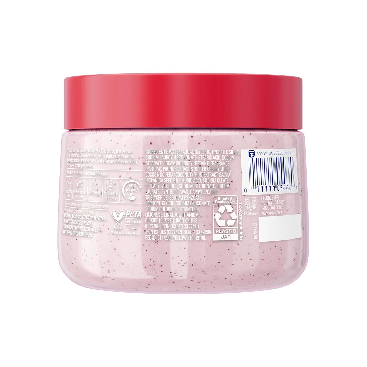Dove Cherry & Chia Milk Body Scrub Exfoliates and Deeply Nourishes for Smooth, Radiant Skin 15 oz - Renee Lane Company