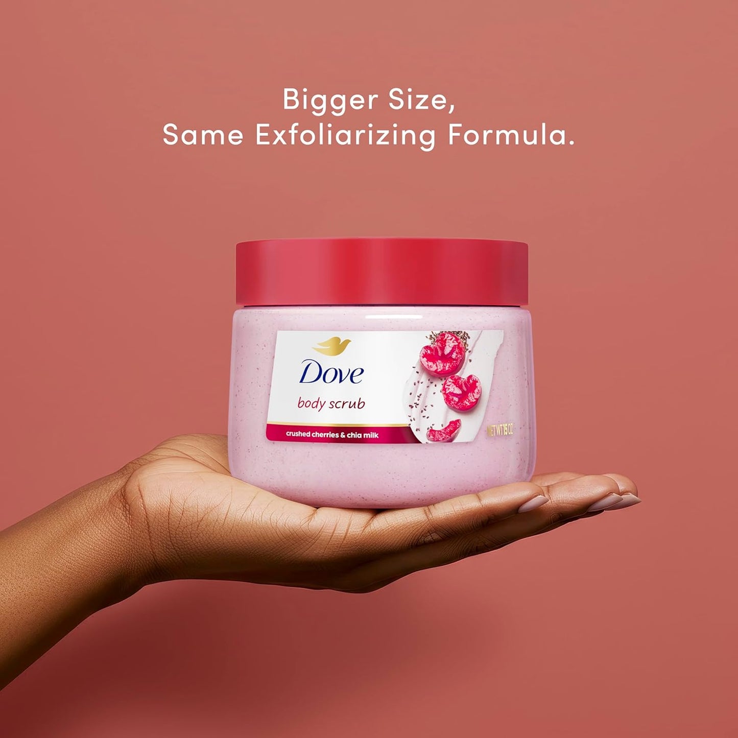 Dove Cherry & Chia Milk Body Scrub Exfoliates and Deeply Nourishes for Smooth, Radiant Skin 15 oz - Renee Lane Company