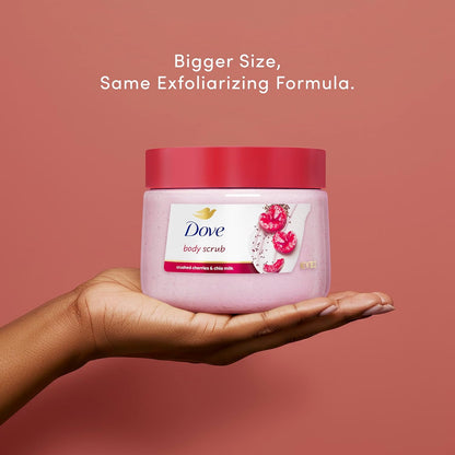 Dove Cherry & Chia Milk Body Scrub Exfoliates and Deeply Nourishes for Smooth, Radiant Skin 15 oz - Renee Lane Company