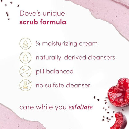 Dove Cherry & Chia Milk Body Scrub Exfoliates and Deeply Nourishes for Smooth, Radiant Skin 15 oz - Renee Lane Company