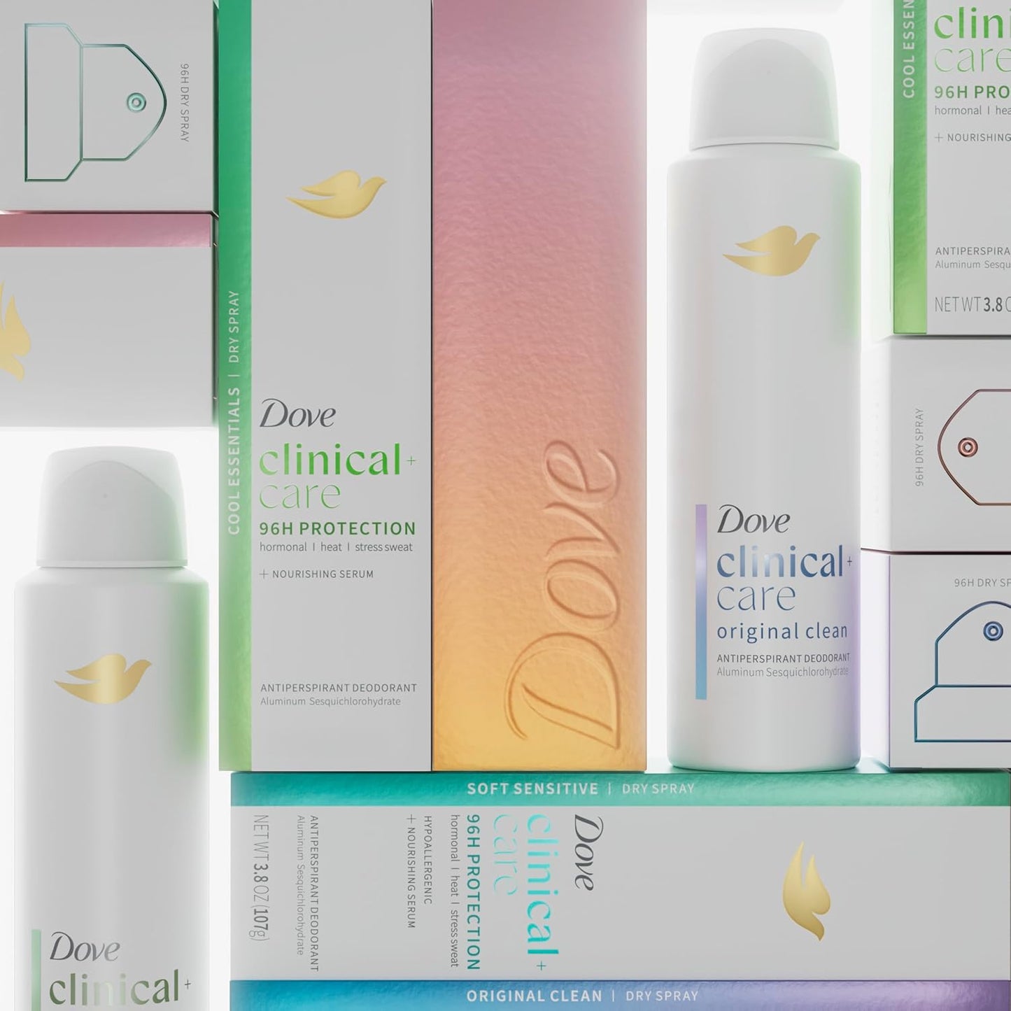 Dove Clinical + Care Antiperspirant Deodorant Dry Spray for Women Original Clean with Nourishing Serum 3.8 oz - Renee Lane Company