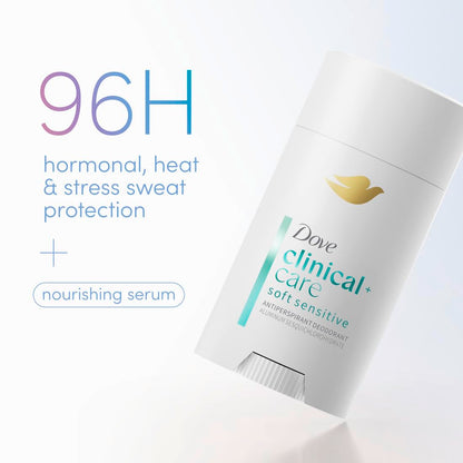 Dove Clinical + Care Antiperspirant Deodorant Invisible Solid Stick for Women Clean Soft for Sensitive Skin Hypoallergenic 2.6 oz - Renee Lane Company