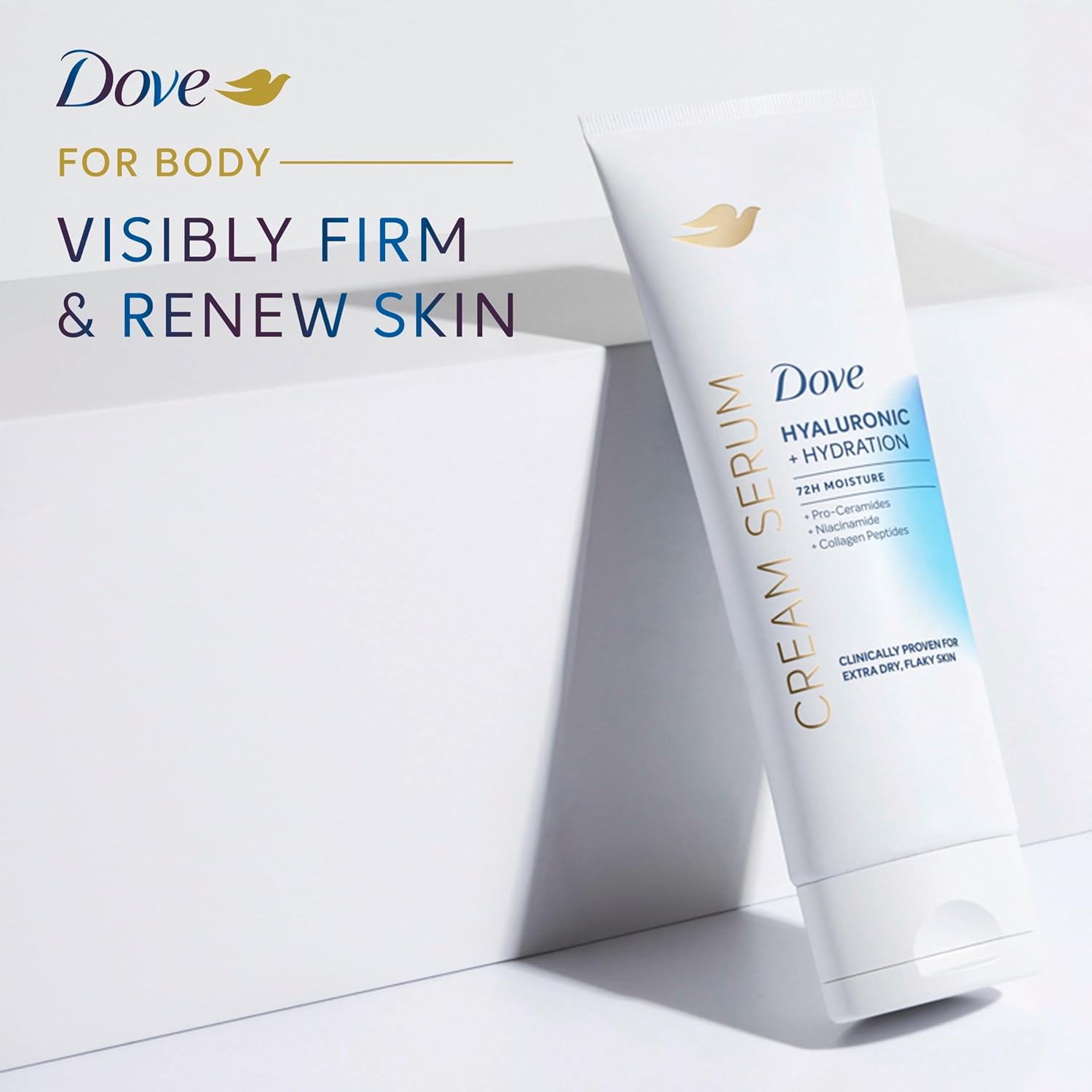 Dove Cream Serum Hyaluronic + Hydration for Extra Dry, Flaky Skin, with Pro-Ceramides, Niacinamide and Collagen Peptides Lotion, 8 oz - Renee Lane Company