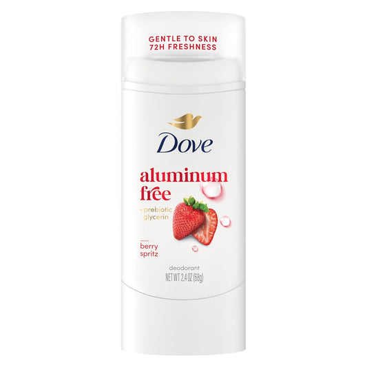 White Dove aluminum-free deodorant stick labeled berry spritz, 72h freshness